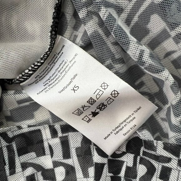 Baum und Pferdgarten Women's Jodi Geometric Mock Neck Mesh Top‎ Black White XS - Picture 8 of 11